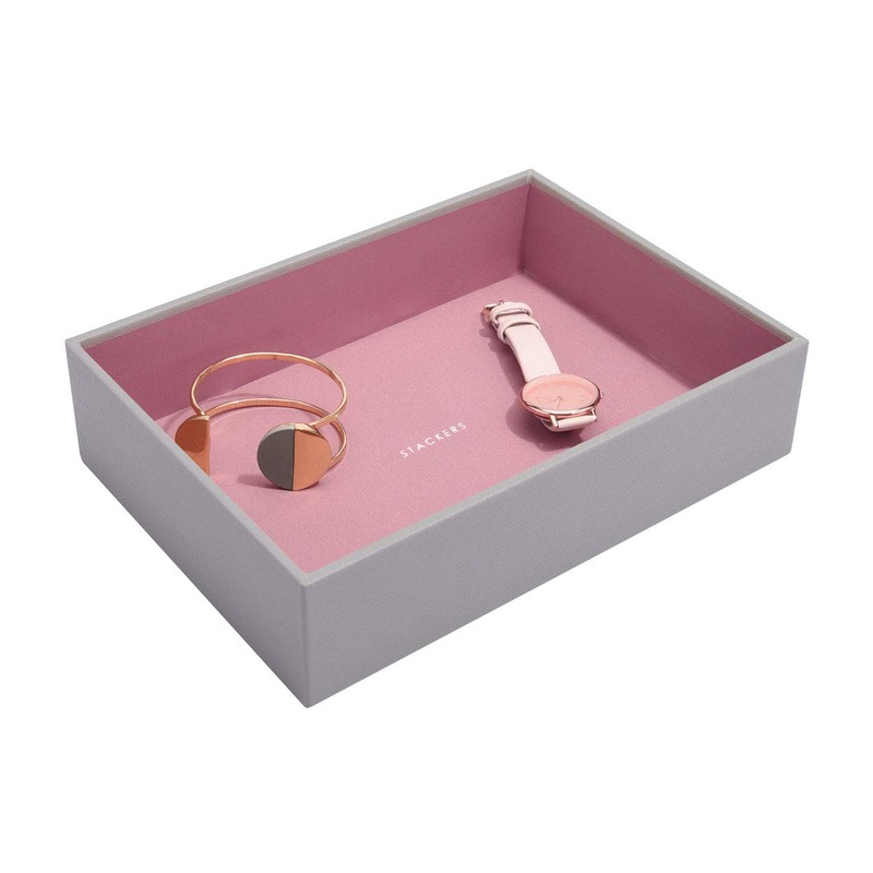 Stackers Dove Grey & Rose Classic Medium Jewellery Box Chunky