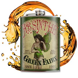 The Green Fairy - Cute Flask For Women - Stainless Steel Flask - 8oz Flasks For Liquor For Men - Alcohol Flask For Men - Cool Gifts For Women - Alcohol Gifts - Absinthe Flask - Trixie and Milo