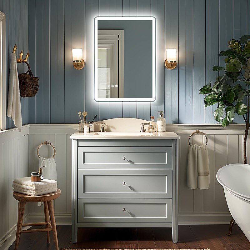 TIFULLHOME 16x24 LED Mirror for Bathroom, Backlit & Front Lights,