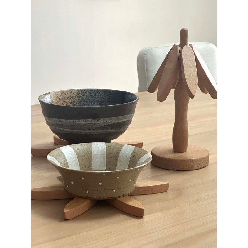 Eedoeccs Trivet Wood Coaster Japanese Style Storage Holder Pack of