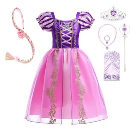Dressy Daisy Vestido de Disfraz de Princesa Rapunzel con Accesorios y Trenza para Niñas, Talla 3 años