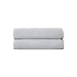 Cozy Earth Nantucket 60% Cotton 40% Viscose from Bamboo Bath Towel - 600 GSM Plush & Fast-Drying with Rice Weave Pattern - 2 Pack 30" x 58" Luxury Bath Towel - Harbor Mist