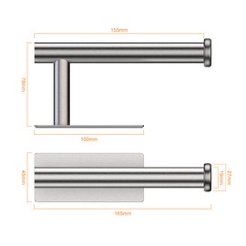 Ibergrif Ibergrif MK34052 - Selbstklebender Toilettenpapierhalter, klopapierhalter WC Ohne Bohren, Toilettenpapier Halterung, Edelstahl, Einheitsgr??e, Grau