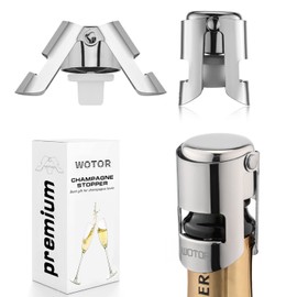 WOTOR Pack of 3 Champagne Stopper Stainless Steel Champagne Bottle Stopper Reusable Champagne Stopper Bottle Stopper Leak-proof Keeps Fresh (Silver)