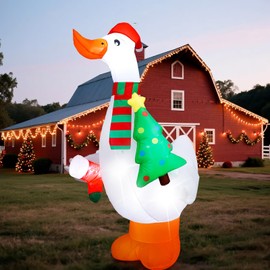 Shappy 6ft Large Christmas Porch Goose Inflatable Silly Goose Built in LED Lights Christmas Blow up Yard Decorations Inflatable Farm Animals for Lawn Garden Patio Holiday Party Indoor Outdoor
