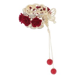 FRCOLOR Womens Rhinestone Rose Hair Claw Clip Elegant Ponytail Holder for Thick Thin Hair for Parties Daily Use Stylish Hair Accessories for All Hair Types