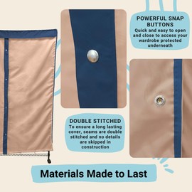 Formosa Covers Portable Garment Rolling Rack Cover - Protect Your Clothes from Dust Keep Your Room Looking Organized (Cover Only) (Beige Khaki with Dusty Blue Trim, 36" W x 16" D x 76" H)