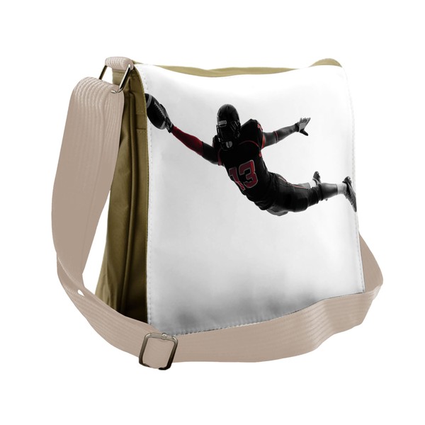 Lunarable Sports Messenger Bag, Player Leaping Touchdown, Unisex Cross-body