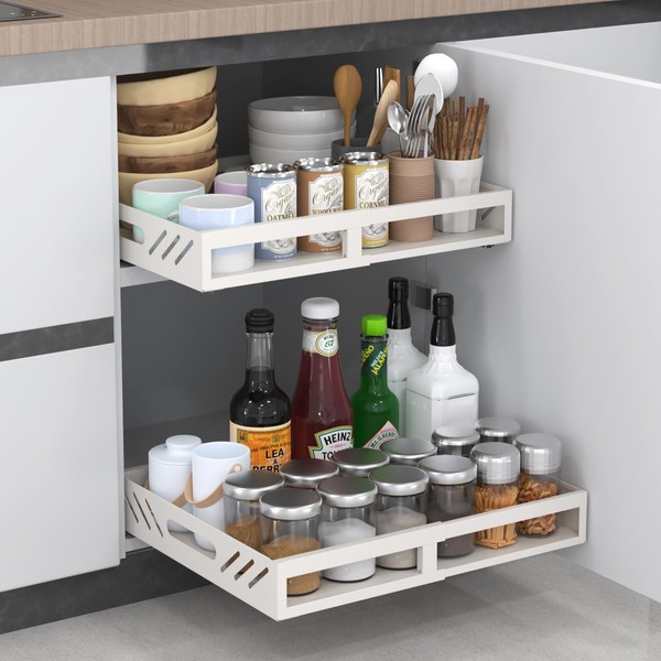 Tksrn Tksrn Expandable Pull Out Cabinet Organizer, (11.8"-18.9") Adjustable Slide