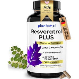 1350mg Resveratrol PLUS - 60 Trans Resveratrol Capsules High Dose - 100:1 Resveratrol High Dose - 1 Month Supply