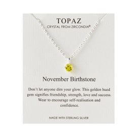 Philip Jones Sterling Silver November (Topaz) Birthstone Necklace Created with Zircondia® Crystals