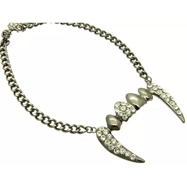 The Lionz Bling Gray Chunky Chain Necklace w/ Vampire /