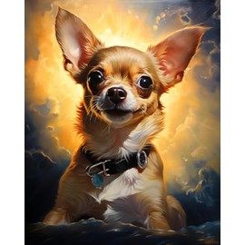QACEYID Paint by Number for Adults, Pet Dog Animal Chihuahua, DIY Oil Painting Kit on Canvas with Paintbrushes and Acrylic 40x50cm