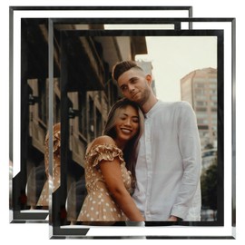 Cokiyaya 8"×10" Picture Frame, Silver Glass Photo Holder, 2 Pack, Tabletop Photo Use or Wall Mouted, Vertical or Horizontal, Classy For Thanksgiving, Anniversary, Birthday or Wedding