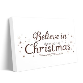 ART Christmas Canvas Wall Believe in the Magic of Christmas Canvas Print Festive Holiday Quote Wall Painting Festive Holiday Picture Print for Living Room Bedroom Seasonal Decor 11x14inch