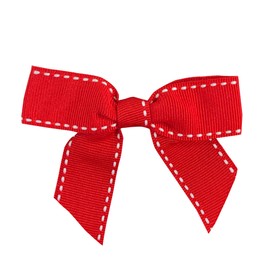Reliant Ribbon 5161-695-05C Grosgrain Stitch Twist Tie Bows Bows, 7/8 Inch X 100 Pieces, Red/White