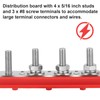 12V Power Distribution Block 250A Bus Bar with 4 x
