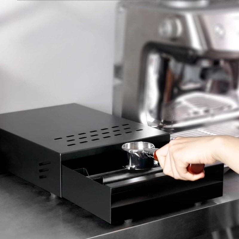 Moncer Espresso Knock Box, Stainless Steel Coffee Knocker Drawer with