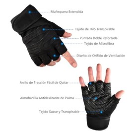 EASYTAO Guantes Deportivos, Guantes para Gimnasio con Protección de Muñecas, Diseño Antideslizante y Transpirable, Guentes Hombre y Mujer para Entrenamiento en Gym, Crossfit, Corre