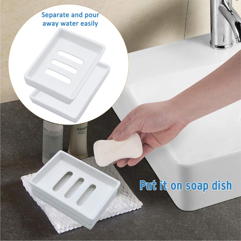 Ceramic Soap Dish Bar Soap Holder Double Layer Soap Tray