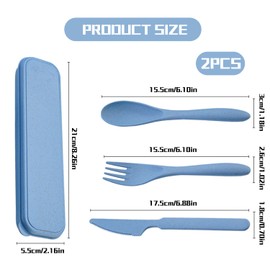 2 Sets Portable Reusable Cutlery Set with Case – Eco-Friendly Travel Utensils | Fork & Spoon| Lightweight, BPA-Free, Dishwasher Safe | Ideal for Work, School, Camping & Lunch Box
