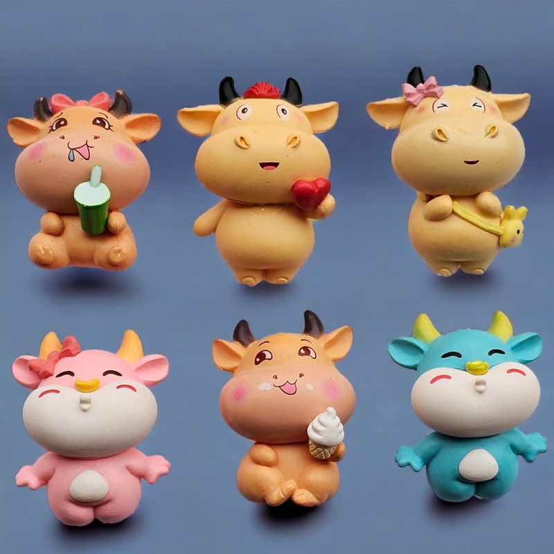 Set of 6 Cute animal 3D decorative magnets, Cow Fridge