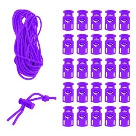 Mandala Crafts Purple Shock Cord & Plastic Cord Locks for Elastic Drawstring Clips - Bungee String & Spring Toggle Cord Ends Stopper Clamps for Shoelace Paracord