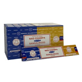 Giftbrit Nagchampa And Sandalwood Incense Sticks 16 Gram 12 Pack for Meditation, Yoga, Relaxation, Healing and Positivity