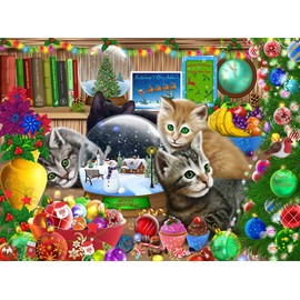 SUNSOUT INC - Snow Globe Kitten - 1000 pc Jigsaw Puzzle by Artist: Gerald Newton - Finished Size 20" x 27" - MPN# 39230