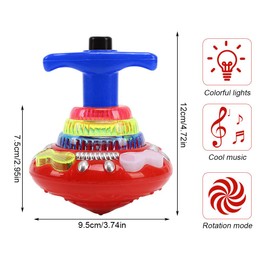 CJBIN Light Up Spinning Toy, 4 Pcs Light Up Spinning Tops, Gyroscope Toy, Flashing Light Toys with Seven Coloured Lights and Music, Spinning Toys for Kids Toddlers Autism Toys Gift, Random Color