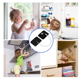 MCOTOP Refrigerator Locks 2 Pack, Freezer Locks with 2 Keys, Child Proof Fridge Door Locks for Kid & Pet, Child Safety Lock for Oven, Cabinet, Drawer, No Tools Required, Self-Adhesive (Upgraded Black)