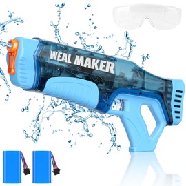 Fast Auto Suction Electric Water Gun,High Powered Squirt Guns Up to 28-32FT Range,IP67 Waterproof Full Auto 330+ Continuous Water Pistol for Adults/Kids (2 Batteries)