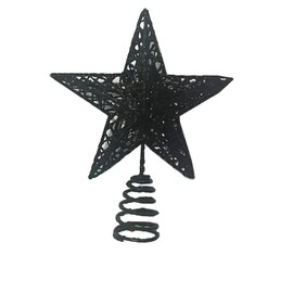 Christmas Tree Star Topper, Xmas Tree Topper Glittered 5 Point Star Treetop for Christmas Tree Ornament (Black)