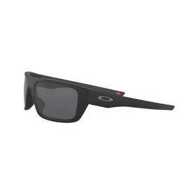 Oakley Men's OO9367 Drop Point Rectangular Sunglasses, Matte Black/Grey, 61 mm