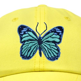 DALIX Exotic Blue Butterfly Hat Womens Gift Girls Cap Yellow