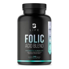 Folic Acid Blend B Life Ácido Fólico 240 Cápsulas Con Espinaca Sin Sabor