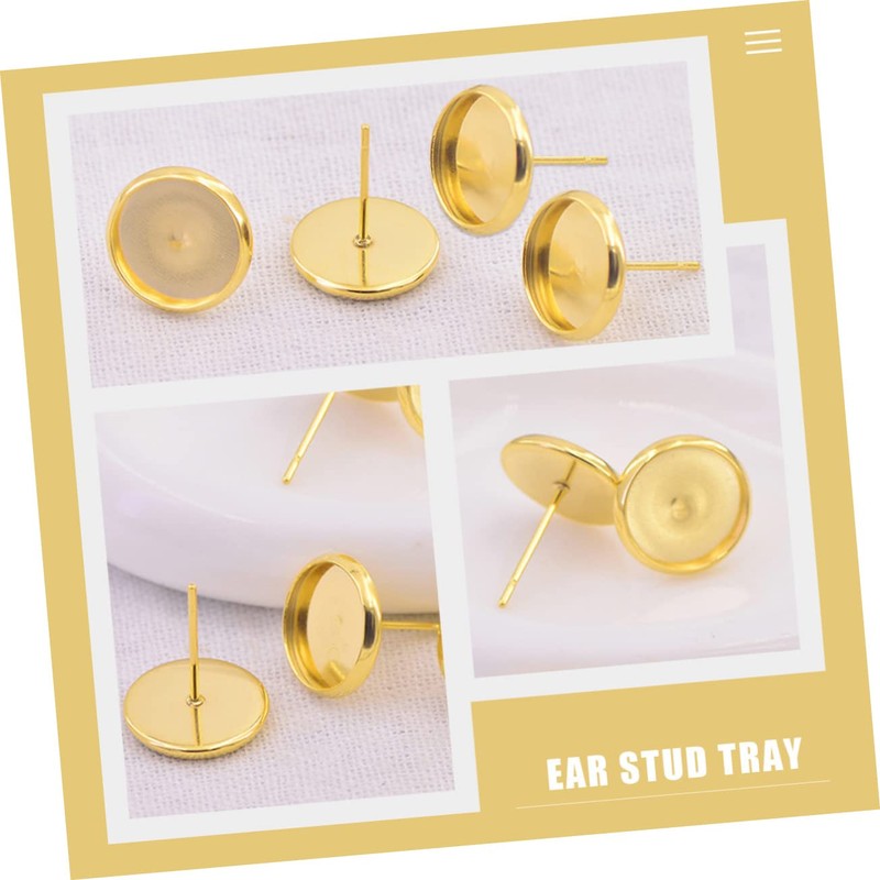 TEHAUX 150 Sets Earring Backs for Studs Gold Earring Bezel