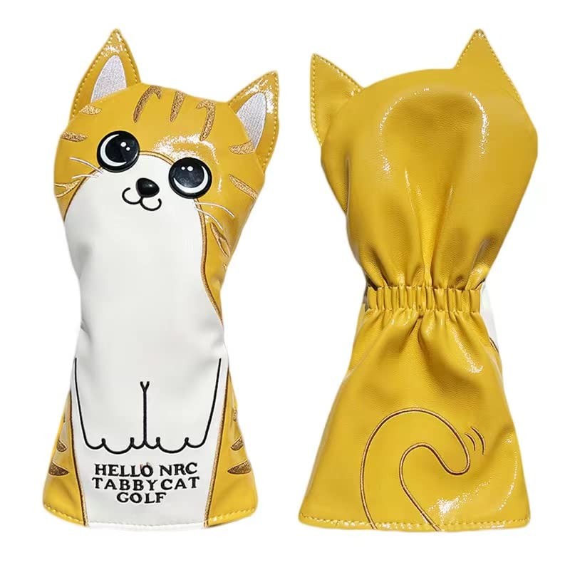 Golf Headcover Driver Cover Wood Cover UT Cover Cat (Brown,