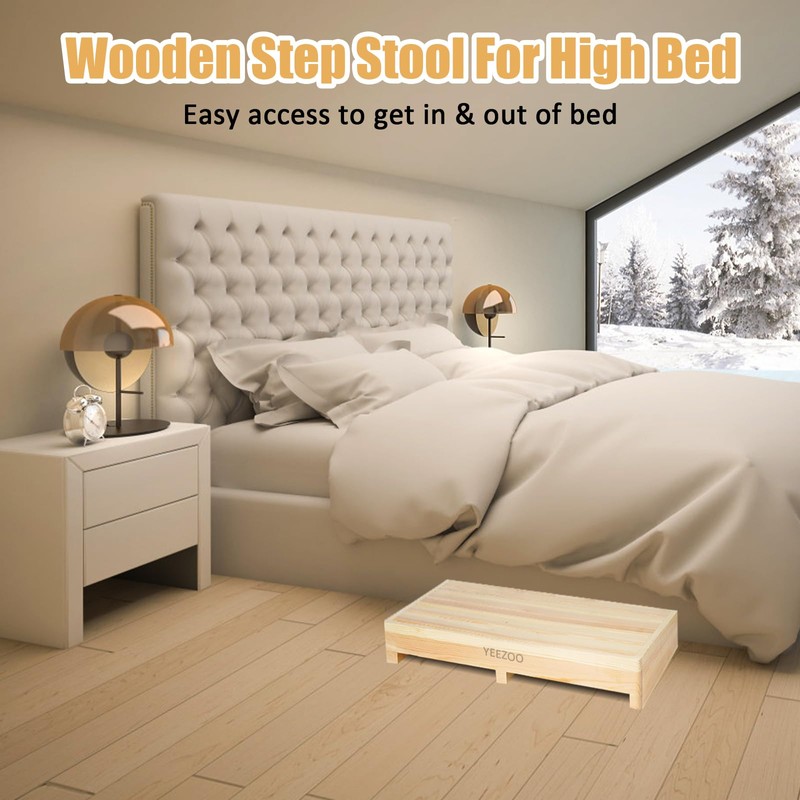 Wooden one Step Stool- Solid Pine Wood Step Riser with