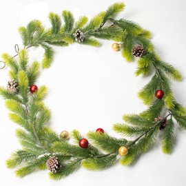 LALALANHOME 5ft Christmas Cedar Garland Artificial Green Cedar Garland Faux Cedar Pine Needles Garland for Home Fireplace Indoor Outdoor Holiday Party Decoration (Not Include Decorations)