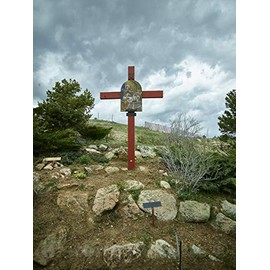 Historic Pictoric Photo - A Station of The Cross on The Stairway of Prayer at The Mother Cabrini Shrine in Golden, Colorado- Fine Art Photo Reporduction 16in x 20in