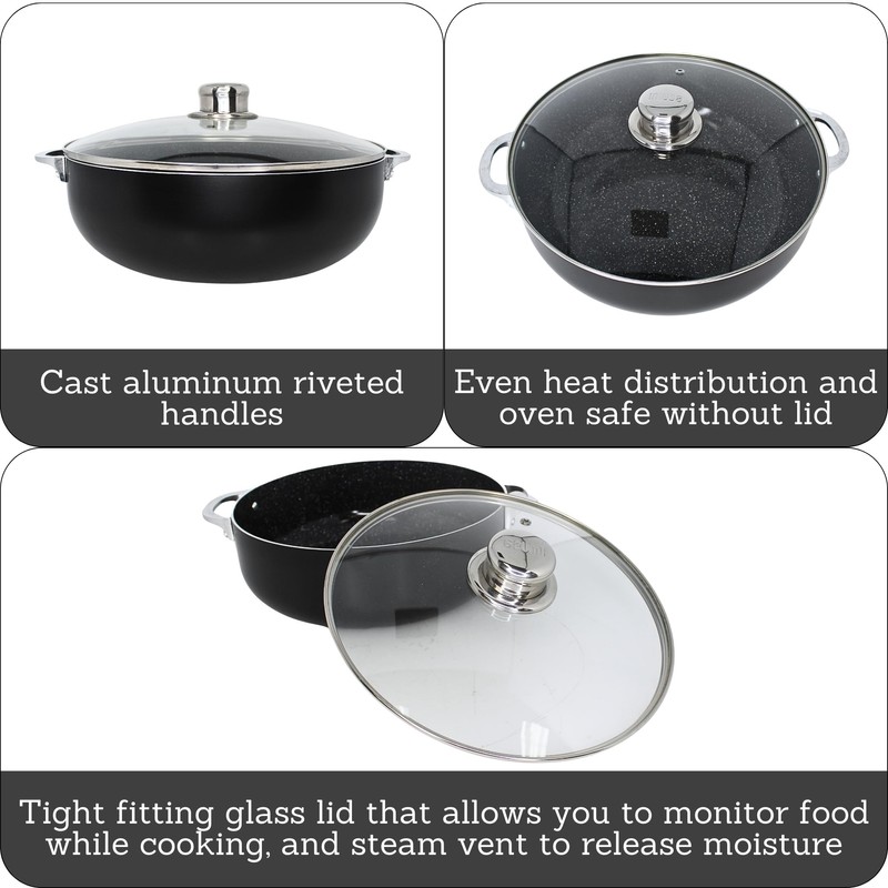 IMUSA 9Qt Bistro Ceramic Nonstick Caldero/Dutch Oven with Glass Lid,