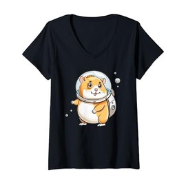 Womens Cute Astronaut Hamster I Outer Space Hamster V-Neck T-Shirt