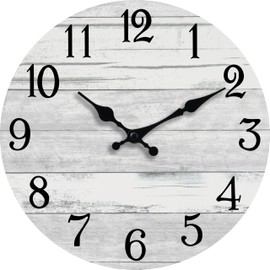 KECYET Wall Clock 12 Inch Silent Non Ticking Wall Clocks Battery Operated Country Rustic Design Vintage Retro Decorative for Bathroom Kitchen Living Room(12 Inch)