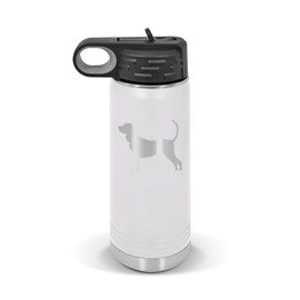 RDW American Black and Tan Coonhound Water Bottle 20 oz - Laser Engraved w/Flip Top Removable Straw - Polar Camel - Stainless - Vacuum Insulated - Drinkware - Dog Canine pet Hunting - White