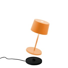 Zafferano Olivia Pro Mini Table Lamp (Color: Orange) in Aluminum, IP54 Protection, Indoor/Outdoor use, Contact Charging Base Included, 9”, USA Plug