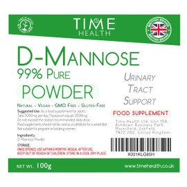 Time Health D-Mannose Powder - 100g - 99% Pure - Naturally Occurring Sugar - UK Made - GMP Standards - Vegan (100g Powder Pouch)
