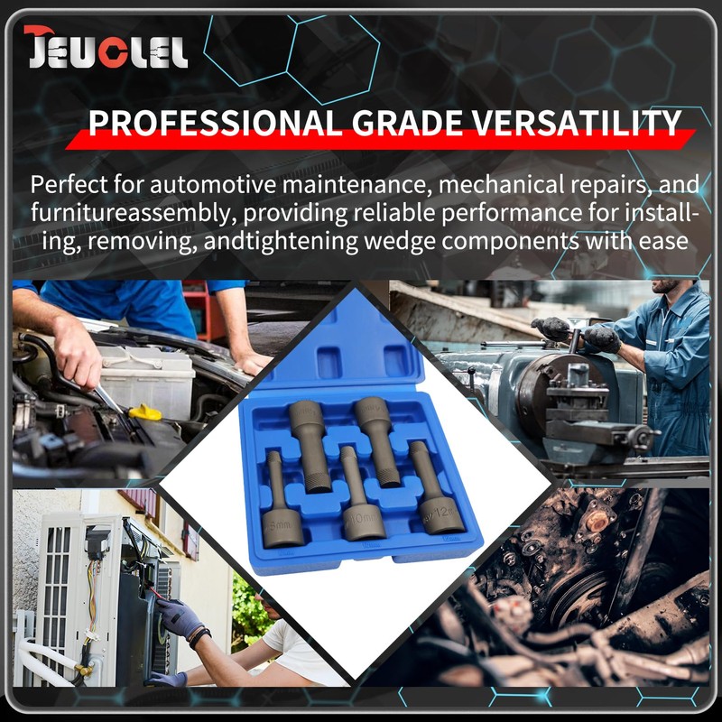 JEUCLEL 5PCS 1/2” Drive Impact Wedge Proof Extractor Set, Easy