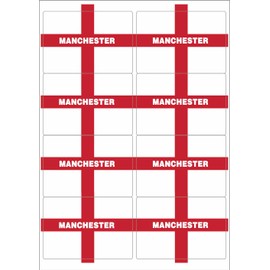 Manchester England Flag Rectangular Matt Paper Stickers A4 Sheet of 8 (Each Sticker is 99mm x 68mm)