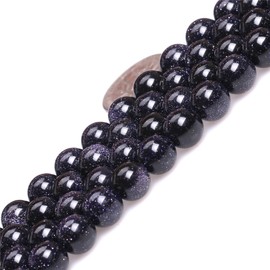 8mm Natural Blue Sandstone Beads Round Gemstone Loose Beads for Jewelry Making (45-48pcs/strand)